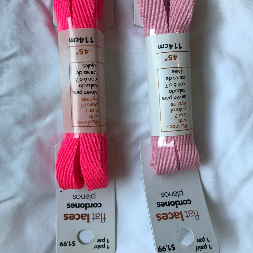 Pink shoelaces.